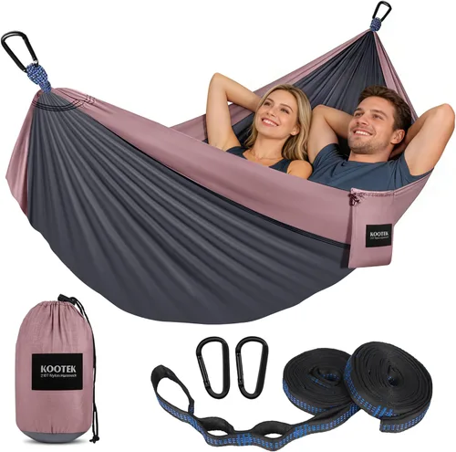 Kootek Hamaca de campamento, hamacas portátiles con correas para árboles y bolsa de transporte adjunta, equipo esencial de campamento, perfecto para