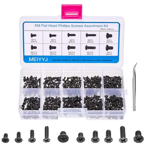 500 piezas M2 M2.5 M3 - Kit de tornillos de repuesto para computadora portátil portátil M2, M2, M3, surtido de tornillos Phillips de cabeza plana,