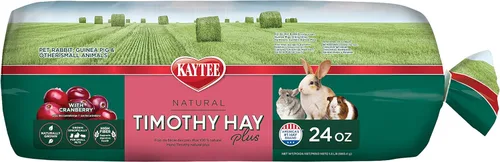 Kaytee All Natural Timothy Hay Plus Arándanos para conejillos de indias, conejos y otros animales pequeños, 24 onzas