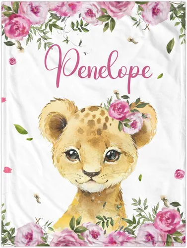 Miniatura 25 de J&SBGFT Manta personalizada para bebé niña, manta de recepción de elefante, regalo personalizado para bebé, esenciales para recién nacidos, 30 x 40