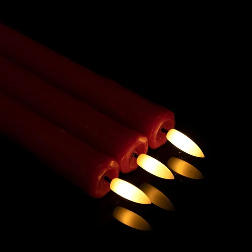 Miniatura 2 de JOIONE Velas cónicas sin llama con temporizador remoto, cera real roja parpadeante de 9.6 pulgadas, funciona con pilas, luz cálida, velas LED