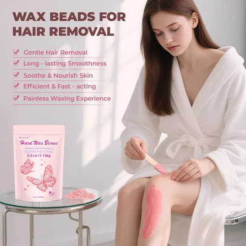Miniatura 5 de Cuentas de cera de 2.5 libras, cuentas de cera dura adecuadas para bikini brasileño y cabello grueso, cera dura para piel sensible para depilación