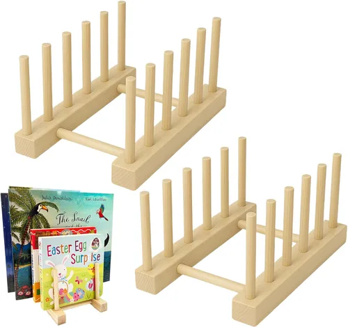 Estantería de madera para niños, 2 unidades, estantes de exhibición de libros para niños, adecuado para habitaciones de niños, guardería y aula,