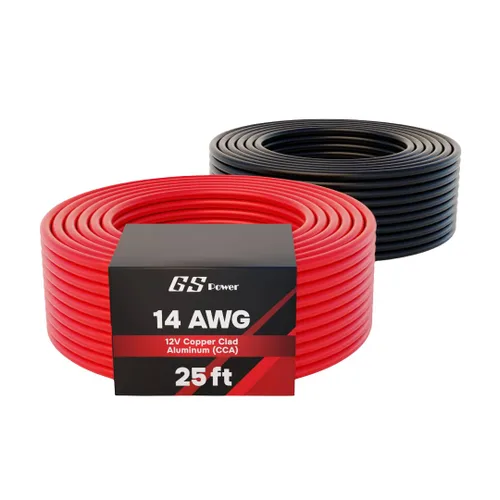Miniatura 10 de GS Power Cable de calibre 10 CCA de 100 pies para automóvil, rojo y negro, 50 pies por rollo, 10 AWG 12 V, cable eléctrico de altavoz flexible