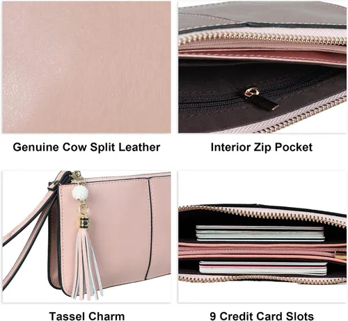 Miniatura 5 de Befen - Bolso clutch de mano de cuero con correa para teléfono celular, organizador de tarjetas