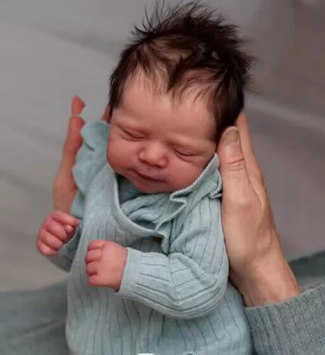 Miniatura 6 de Zero Pam Muñecas Bebé Reborn Realistas Niño 18 Pulgadas Niña Recién Nacida Realista Ojos Cerrados, Muñeca de Bebé Recién Nacido con Cuerpo de Tela
