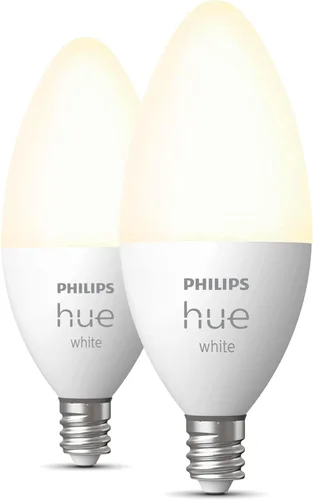 Miniatura 5 de Philips Hue Bombilla LED inteligente en forma de vela B39 de 40 W, luz blanca cálida suave, paquete de 2, 450 lúmenes, E12, interior, control