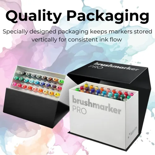 Miniatura 8 de Karin Brushmarker Pro - Juego de 75 marcadores de punta de pincel Mega Box Plus, mezclables, a base de agua, marcadores de pincel de grado