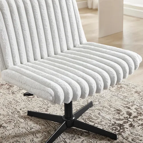 Miniatura 7 de Roundhill Blynn - Silla giratoria ajustable con cruz cruzada, silla de oficina de asiento ancho, silla de tocador, color gris claro