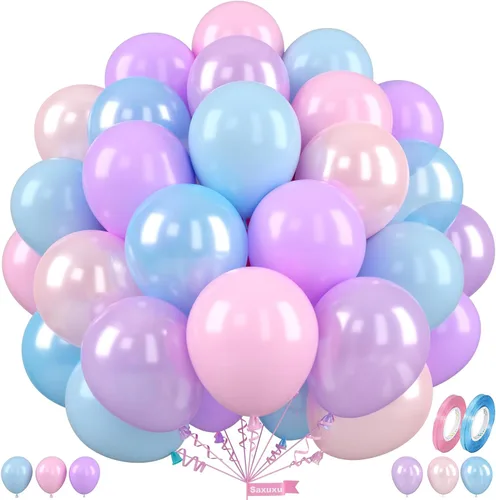 Miniatura 30 de Globos Saxuxu azul, amarillo y naranja, de 12 pulgadas, globos retro azul marino, amarillo y naranja, de látex y helio para cumpleaños de niños