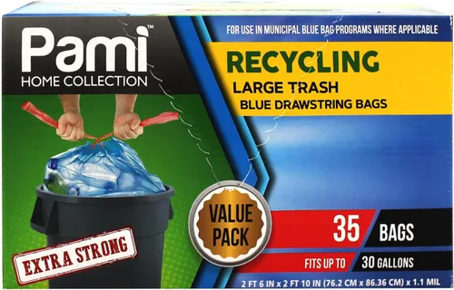 Miniatura 6 de PAMI Bolsas de basura altas con cordón de reciclaje para cocina, bolsas de basura de plástico extra fuertes, forros gruesos para cubos de basura
