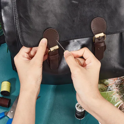 Miniatura 4 de WADORN 2 hebillas de cierre de palanca de piel sintética, cierre de lengüeta, cierre de piel sintética para coser en bolsas, hebillas de rodillo