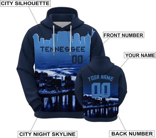 Miniatura 7 de Custom Football Hoodies City Night Skyline Personalized Sweatshirt Name Number Fan Gift Pullover for Men Women Youth