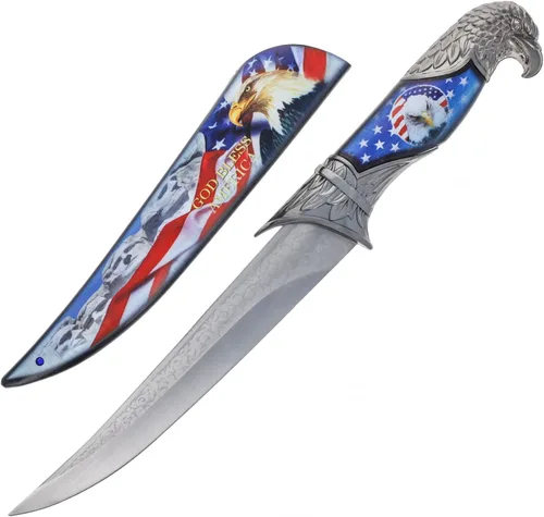 Miniatura 16 de ASR Outdoor Cuchillo de caza de coleccionistas de 13 pulgadas con vaina decorativa y mango con cabeza de animal (muchos estilos)