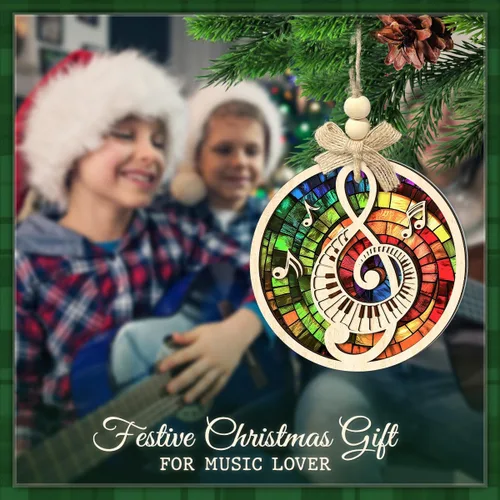 Miniatura 4 de Adornos de Navidad con notas musicales, diseño de piano de clave aguda, adorno de Navidad para amantes de la música, profesores, clubes, bandas