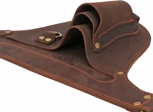 Miniatura 7 de Tourbon Bolsa de cinturón de cuero genuino para herramientas de floristería para jardinero, agricultor, electricista, carpintero, kit organizador