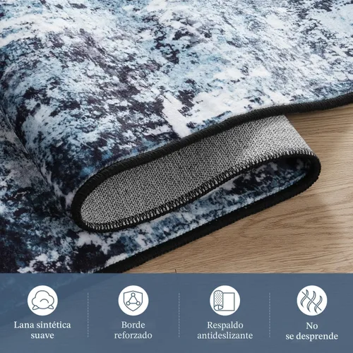 Miniatura 7 de Rugflix Alfombras de área de 8 x 10 pies para sala de estar, alfombra grande lavable, resistente a las manchas, pelo bajo, alfombra oscura moderna