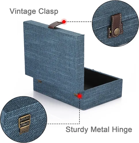 Miniatura 2 de Hipiwe Caja del cofre del tesoro, caja de joyería decorativa de madera con cierre, caja de recuerdos, caja rectangular organizadora de joyas, caja