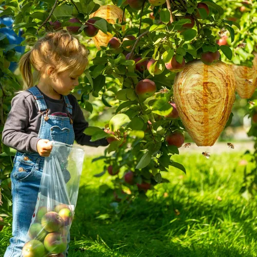 Miniatura 5 de GWHOLE Paquete de 2 nidos de avispas falsas impermeables, para colgar avispones falsos, chaquetas amarillas, señuelos para jardín al aire libre