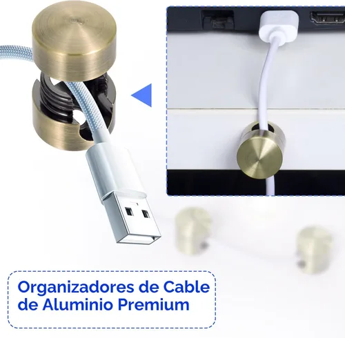 Miniatura 5 de SmallCat 3 juegos de soportes de cargador para cables, soportes de anclaje de cable ajustables de color cobre antiguo, clips de cable de metal