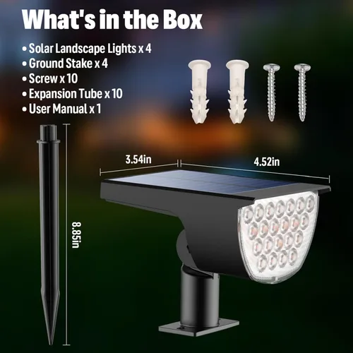 Miniatura 6 de GKGG Luces solares para exteriores, impermeables, IP65, 76 LED, 3 modos de iluminación, focos solares para exteriores, patio, jardín, paisaje