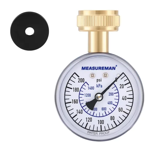 Miniatura 15 de Measureman - Manómetro de presión de agua de 0-200 psi, esfera de 2.5", medidor de presión para boquilla de manguera, probador de presión de agua