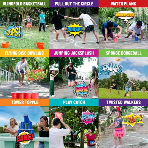 Miniatura 4 de Funwares Original 272 Juegos de Diversión al Aire Libre de Un Minuto - Minuto para Ganar Fiesta Familiar y Viaje para Niños y Adultos, ¡2-12