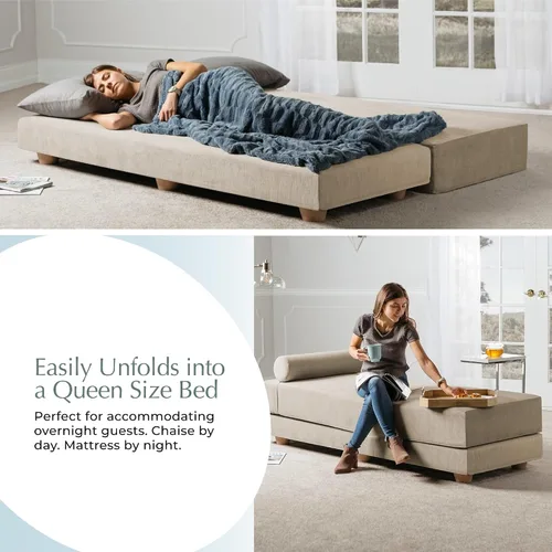 Miniatura 2 de Jaxx Alon Daybed - Tumbona plegable con colchón de espuma viscoelástica de primera calidad, tamaño Queen, fabricado en los Estados Unidos