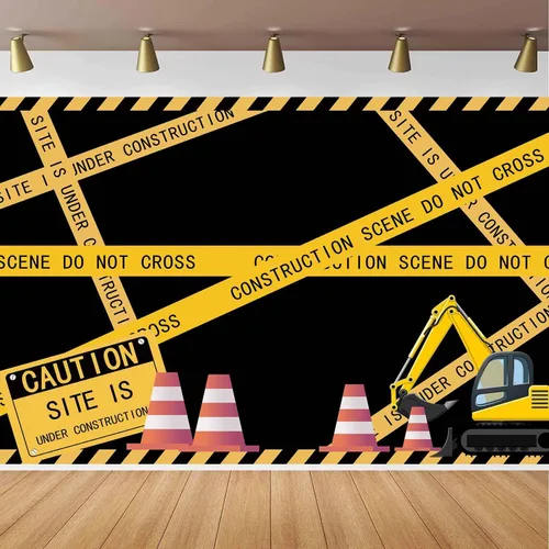 Telón de fondo con temática de construcción para fiesta de cumpleaños temática de construcción, MEETSIOY Dump Truck Digger Zone, fiesta de