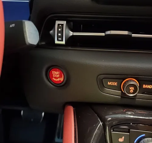 Miniatura 7 de iJDMTOY Botón de arranque/parada a presión con motor rojo deportivo de carreras estilo TRD compatible con Toyota Supra GR A90 2020 en adelante