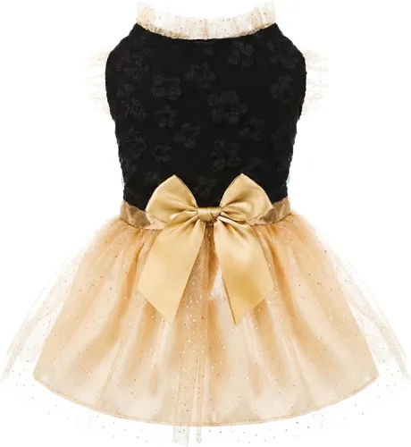 Miniatura 16 de Laifug Vestido de perro con estampado de cachorro, vestido de princesa para perro, ropa de fiesta linda (rosa, M)