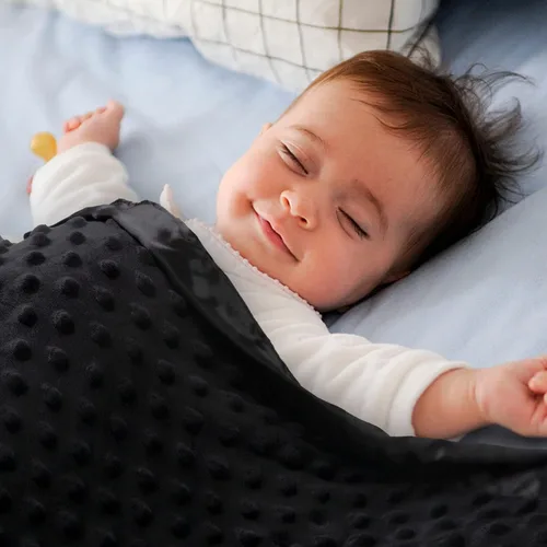 Miniatura 2 de Pro Goleem - Manta para bebé de minky suave con puntitos y respaldo de satén, regalos para bebés para niños y niñas (Negro, 30’’ x 40’’)