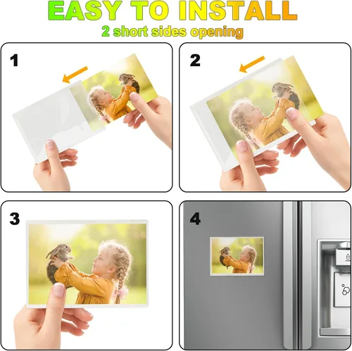 Miniatura 6 de CHUNNIAO Paquete de 24 imanes de fotos para refrigerador, más solución para mostrar tus fotos, 12 marcos de fotos para refrigerador y 12 hojas