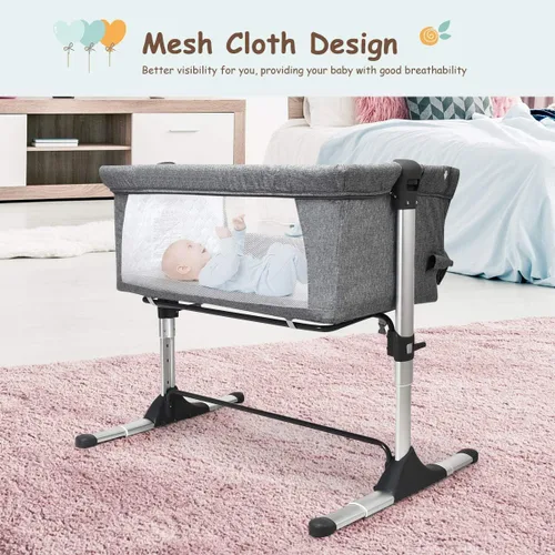Miniatura 5 de BABY JOY Cuna de noche para bebé, cuna portátil de viaje con bolsa de transporte, cuna para recién nacidos para bebés, cuna para niños con colchón