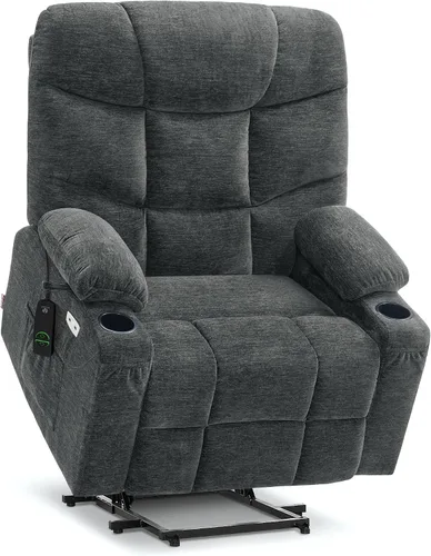 Miniatura 21 de MCombo Silla reclinable Power Lift con reposapiés extendido para personas mayores, tela 7287 (marrón, mediano)
