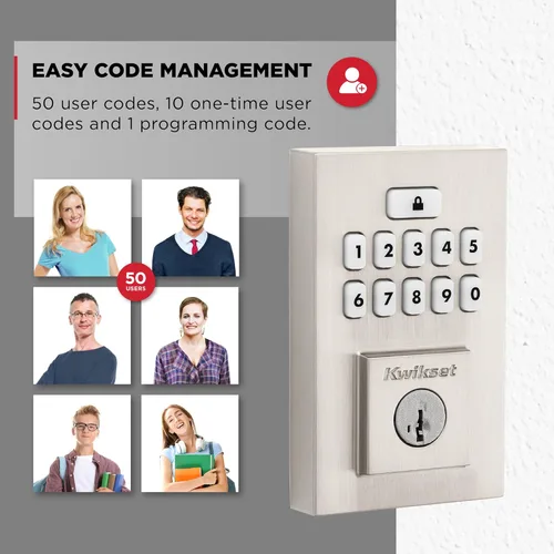 Miniatura 7 de Kwikset SmartCode 260 Cerradura Electrónica de Entrada sin Llave con Teclado y Pestillo de Seguridad, con Auto-Bloqueo, Códigos de Usuario Níquel