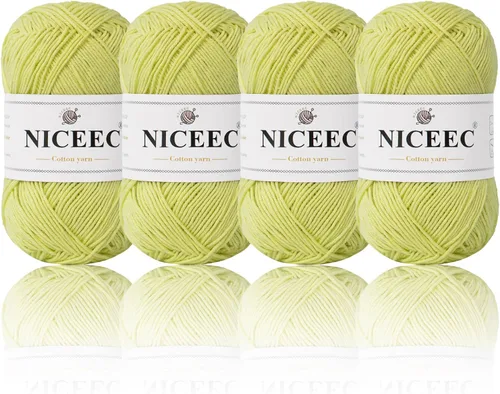 Miniatura 57 de NICEEC 4 madejas de hilo de algodón suave para bebé, 4 capas, manualidades DIY, peso fingering, hilo para manta para ganchillo y tejido, total 700