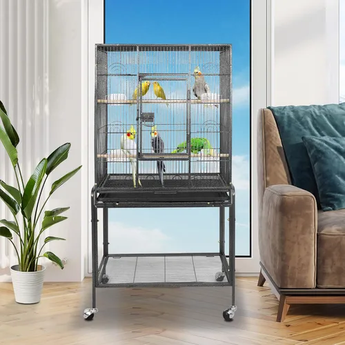 Miniatura 7 de SUPER DEAL Jaula grande de hierro forjado de 53 pulgadas para cacatúas, conure, periquitos, pinzones, Budgie, Lovebird Canary, casa mediana
