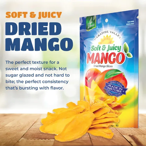 Miniatura 2 de Rebanadas de mango seco sin azúcar, textura deliciosa, suave y jugosa, mango seco con bajo contenido de azúcar, mangos naturalmente madurados