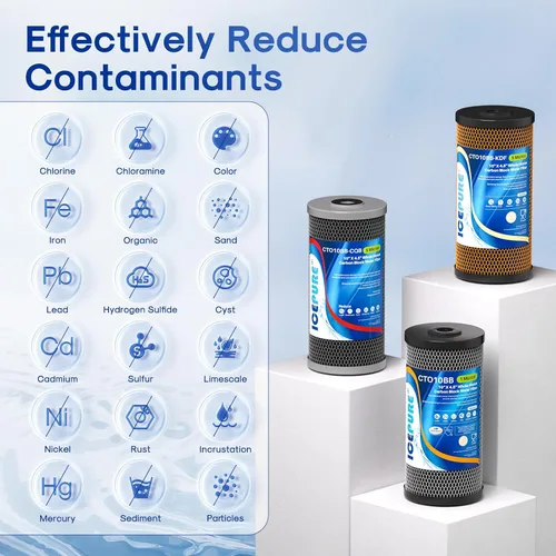 Miniatura 2 de ICEPURE Juego de filtros de agua para toda la casa de 4.5 x 10 pulgadas, kit combinado de sistema de filtración de agua de 3 etapas con bloque