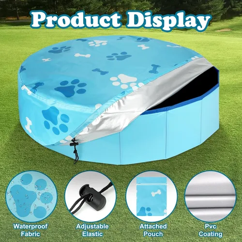 Miniatura 3 de Rypet Cubierta plegable redonda para piscina de mascotas de 71 pulgadas, fundas de piscina para niños, a prueba de fugas, lavables, accesorios