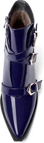 Miniatura 3 de SKYSTERRY Botas altas de tacón bajo grueso con cremallera y puntera puntiaguda para mujer, 2.5 pulgadas