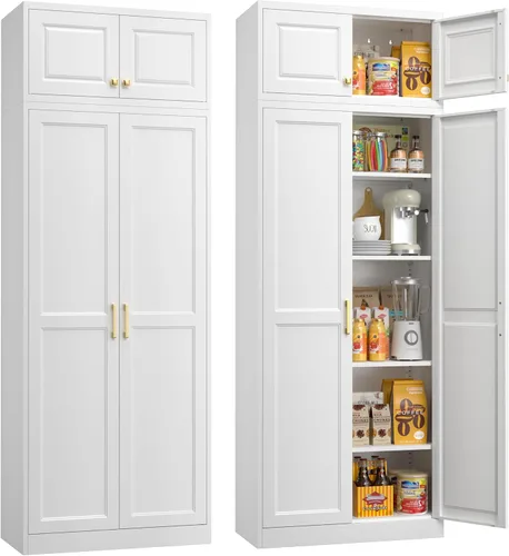 Miniatura 29 de Armario de almacenamiento de metal con puertas, gabinetes de almacenamiento de cocina pequeños, gabinete de pared blanco, gabinete de oficina