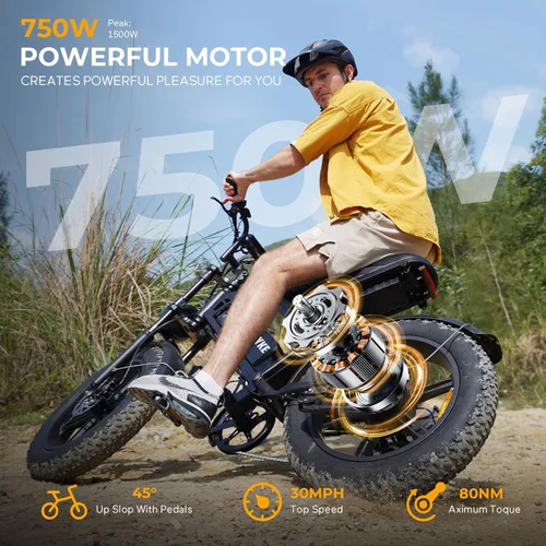 Miniatura 3 de Tamobyke Bicicleta eléctrica estilo ciclomotor de 750 W/1500 W para adultos, 28 mph/30 mph/33 mph y rango PAS de 34 a 80 millas, batería más grande