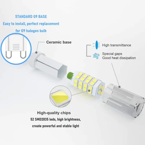Miniatura 3 de Bombilla LED G9 G9 con base de dos pines para lámpara de araña JCD G9 120 voltios, iluminación para el hogar, 4 W (equivalente a halógeno de 40 W)