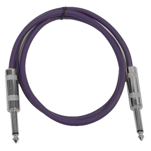 Seismic Audio - SASTSX-2 - Cable TS de 2 pies de 1/4" para guitarra, instrumento o conexión, color púrpura