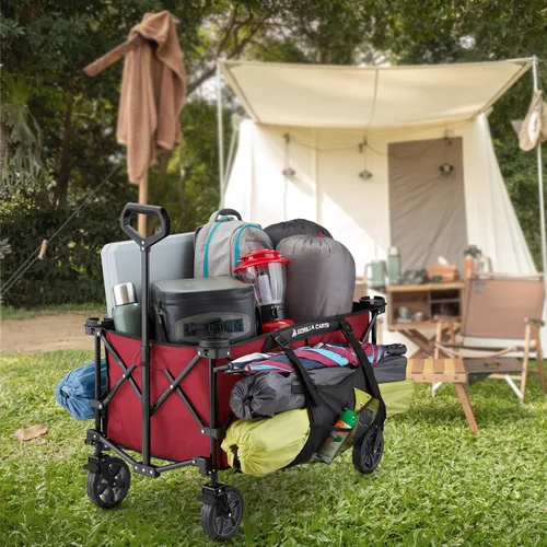 Miniatura 5 de Gorilla Carts Vagón utilitario colapsible plegable para exteriores, cama de gran tamaño de 7 pies cúbicos, capacidad de carga de 150 libras, rojo