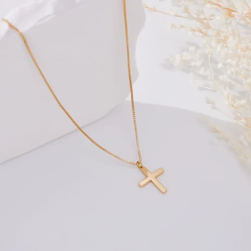 Miniatura 67 de Collar de cruz para mujeres y niñas, delicado chapado en oro de 14 quilates, gargantilla con dije de cruz que no se deslustra, impermeable, moderno