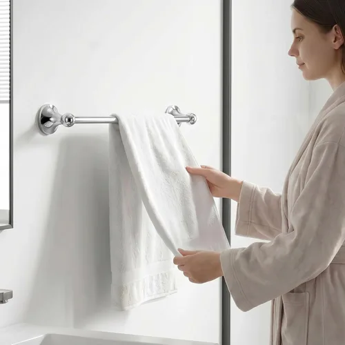 Miniatura 9 de Juego de toallas de baño de 24 pulgadas para montar en la pared, juego de 5 piezas de acero inoxidable duradero con toallero, anillo para toallas