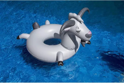 Miniatura 2 de Swimline Anillo de natación inflable de cabra, gris, 56"/46"/16"-44" LOL Cabra